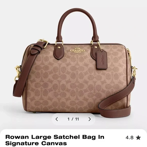 Coach Signature Canvas Satchel in Brown and Tan - Picture 1 of 7